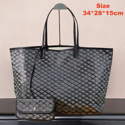 Borsa tote da donna in vera pelle da 34 cm, borsa alla moda, set da 2 pezzi con mini portafoglio in pelle abbinato per lo shopping quotidiano