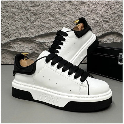 Beige Leather Men's Loafers Lace-up Platform Casual Shoes for Man Low Top Comfortable Urban Shoes Men Light mocasines de hombre