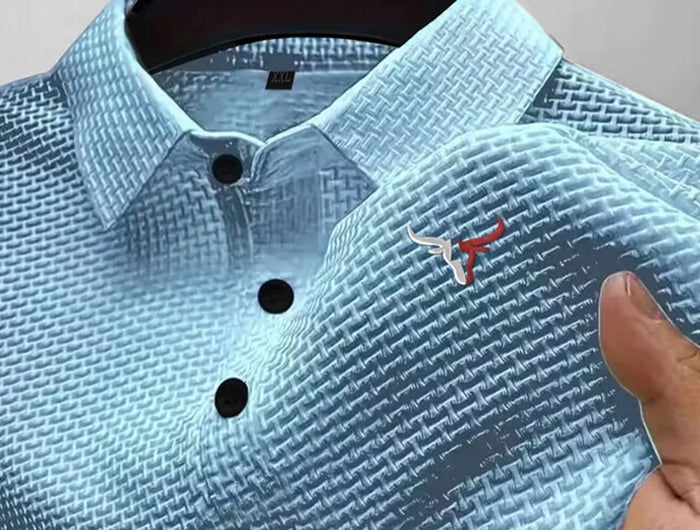 Men's Short Sleeve Summer T-Shirt with Ice Silk Lapel, Men's Top