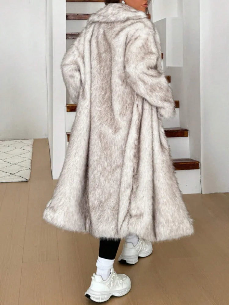 ZADORIN 115cm Long Faux Fox Fur Coat Woman High Street Warm Furry Jacket Faux Fur Coats Woman Winter Clothes White Fur Faux Coat