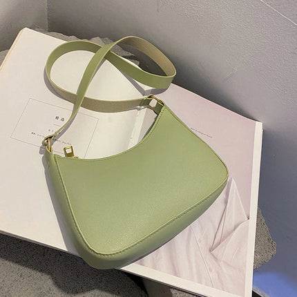 New Women's Fashion Handbags Retro Solid Color PU Leather Shoulder Underarm Bag Casual Women Hobos Handbags sac à main femme PlatiNum