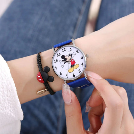 Nuovo set di braccialetti per orologi da donna Disney per bambini Confezione regalo Moda Topolino Orologi da cartone animato per bambini Bracciali da donna con scatola platinumshop