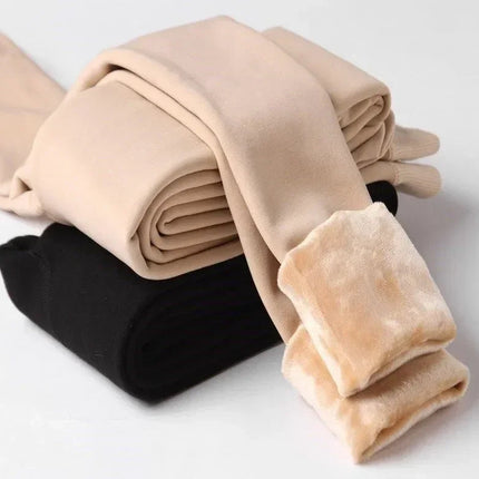 Sexy Women Thermal Leggings Winter Warm Elastic Translucent Pantyhose Female Fleece Thermal High Waist Slim Thicken Tight Pants PlatiNum