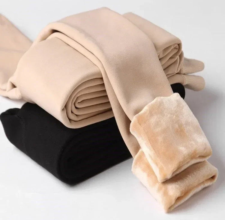 Sexy Women Thermal Leggings Winter Warm Elastic Translucent Pantyhose Female Fleece Thermal High Waist Slim Thicken Tight Pants PlatiNum