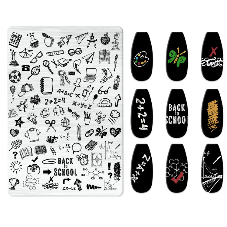 Flowers Love Nail Stamping Newspaper Splice Theme Irregular Stamping Plates Letter Nail Art Printing Stencil Tool Big Size Tools