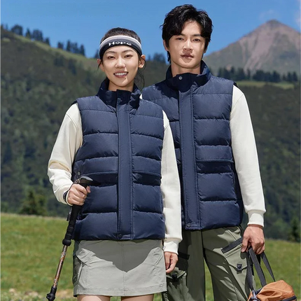Winter High-density T400 Small-interval Warm Cotton-padded Vest Double Front Flap with Snap Buttons and Zippers