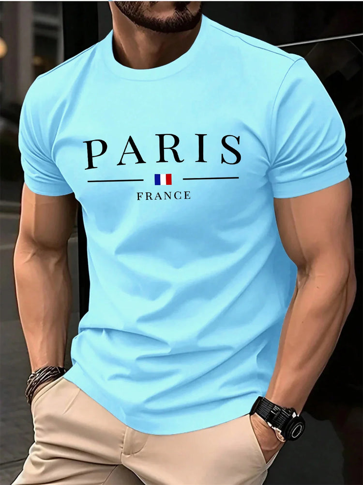 T-shirt estiva da uomo con stampa 3D a lettere, t-shirt personalizzata hip hop street style, top casual da uomo.