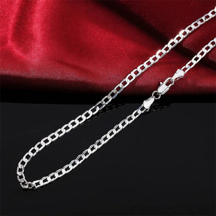 Men's 925 Sterling Silver Necklace 2/4/6/8/10/12MM 40-75cm Face Chain Necklace Lobster Clasp Men And Women Engagement Jewelry PlatiNum