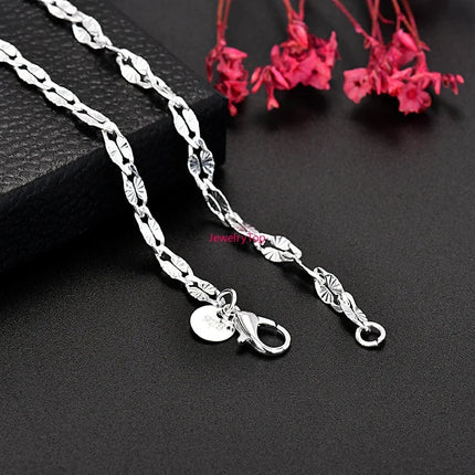Fine 925 Sterling Silver 4MM flat chains Necklaces for Men Women wedding party Jewelry Christmas gifts 45-75cm PlatiNum