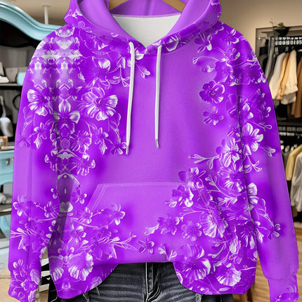 Casual French Flower Hoodie Top Women Autumn Spring Y2K Hoodie Floral Print Hoodie Loose Thin Polo Neck Coat Oversized Top New