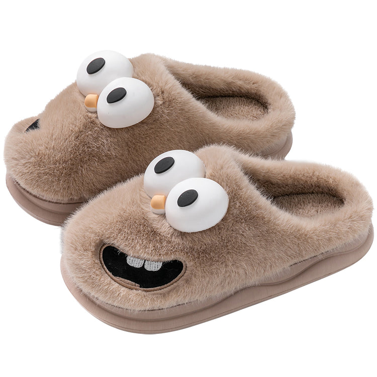 Nuovo simpatico cartone animato invernale suola morbida da uomo pavimento interno piattaforma antiscivolo diapositive calde pantofole di peluche scarpe casual in cotone per la casa maschile