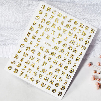 1PC 26-English Alphabet Number 3D Self-adhesive Nail Art Decal Sticker Word Small Letter Nail Decals Sticker Manicure Decoration