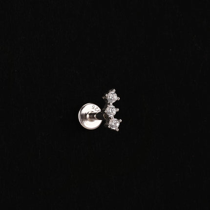 AIDE Heart Round Ball Flat Helix Piercing Earring 925 Sterling Silver Ear Studs Geometric Zircon Exquisite Trinket Studs Aretes PlatiNum