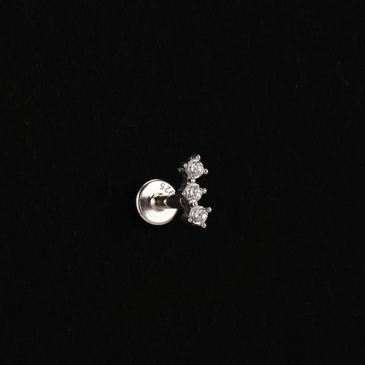 AIDE Heart Round Ball Flat Helix Piercing Earring 925 Sterling Silver Ear Studs Geometric Zircon Exquisite Trinket Studs Aretes PlatiNum