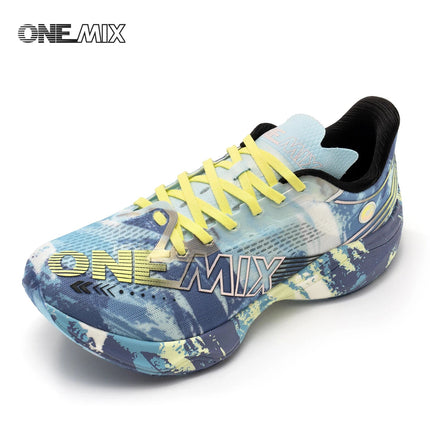 Scarpe da Corsa ONEMIX Marathon con Piastra in Carbonio, Supporto Professionale Stabile, Ammortizzazione, Ultra-leggere e Reattive per Uomo PlatiNum