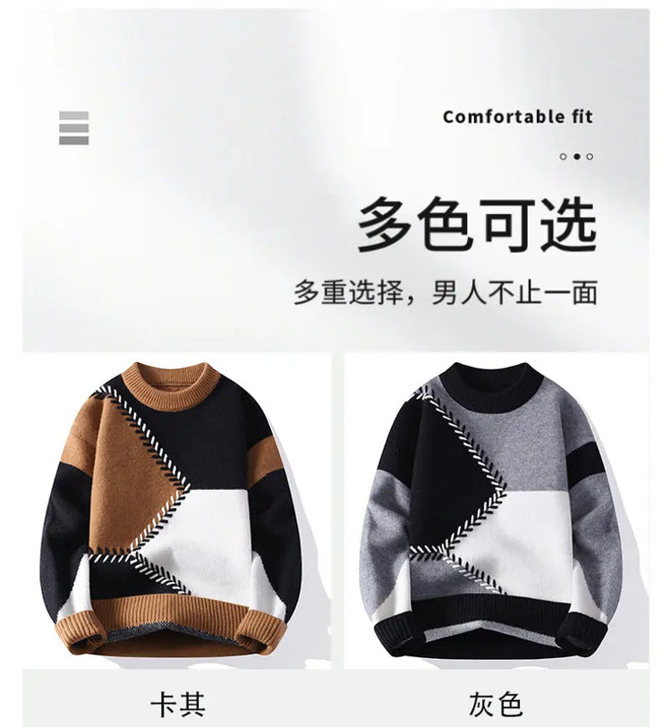 Sweaters men 2025 Winter Letter pattern thick sweater men Student youth sweaters autumn Men's wool pullovers full