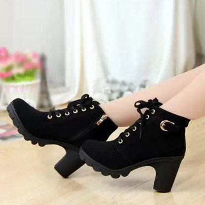 Women's Large Size Ankle Boots Autumn And Winter Cross-Strap Short Boots Gift for Christmas Birthday New Year