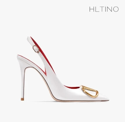 HLTINO Fahion Slingback Nero Comode Scarpe Estive da Donna Sandali con Tacco Alto 2025 Tendenza per Abito da Festa di Nozze