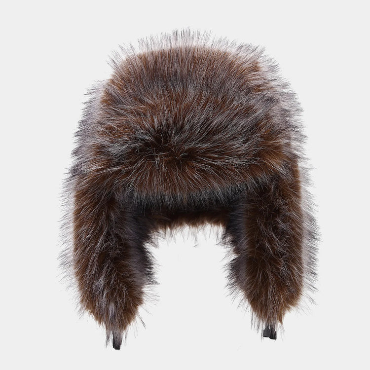 Women's Korean Style Imitation Fox Fur Lei Feng Cap Winter Thick Plush Ear Protection Hat for Outdoor Snow Cold And Warmth