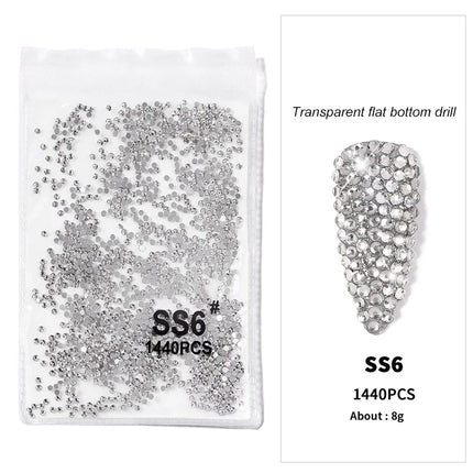1440pcs Nail Clear/AB Glass Strass FlatBack Crystal Rhinestone (SS3-SS20)3D Nail Gem Stones Non-HotFix Nail Rhinestone 1.3-4.8mm