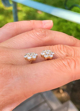 Moissanite Stud Earrings for Women Luxury Women Full Moissanite Stud Earrings Flower D Color Women's Moissanite Set Jewerly PlatiNum