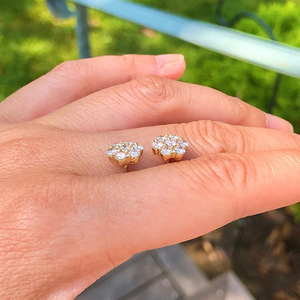 Moissanite Stud Earrings for Women Luxury Women Full Moissanite Stud Earrings Flower D Color Women's Moissanite Set Jewerly PlatiNum