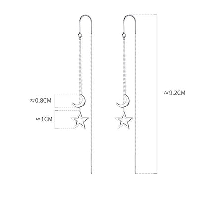 Ventfille 925 Sterling Silver Star Earring for Women Girl Simple Tassels Chain Fashion Office Jewelry Gift Dropshipping PlatiNum