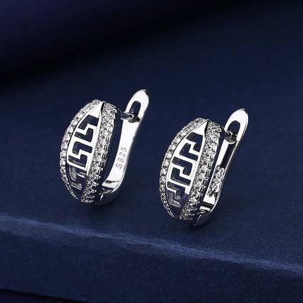 Orecchini in argento sterling 925 gioielli di alta qualità retrò modello semplice orecchini con zirconi bianchi viola vendita calda platinumshop