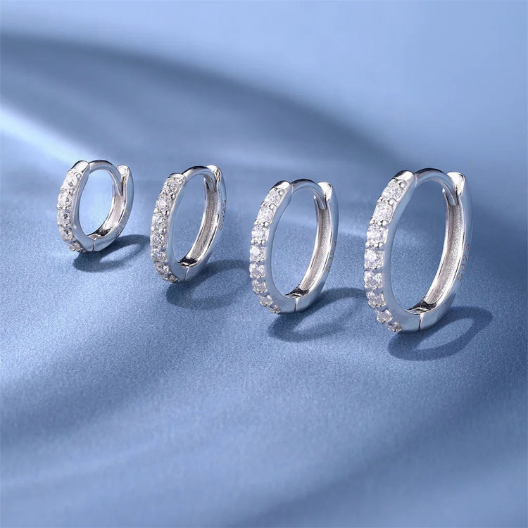 AIDE 1PC Sparkling Moissanite Piercing Stud Earrings 925 Sterling Silver Shining Circle Earring For Women Ear Bone Earring Jewel PlatiNum