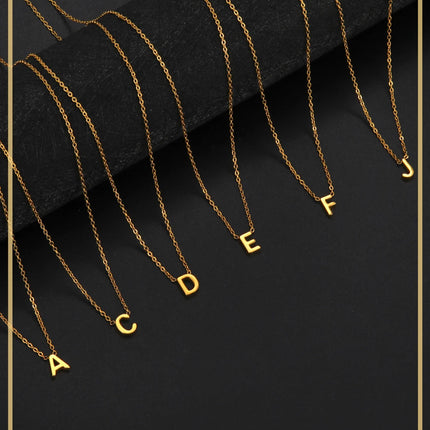Skyrim Stainless Steel A-Z Initial Letter Necklace for Women Trend Minimalist Alphabet Choker Neck Chain Jewelry Birthday Gift PlatiNum