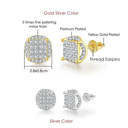 Rock Hip Hop ghiacciato orecchino a perno per uomo uomo Set completo zircone oro Piercing accessori per l'orecchio Punk Hippie Trend gioielli Dropship platinumshop