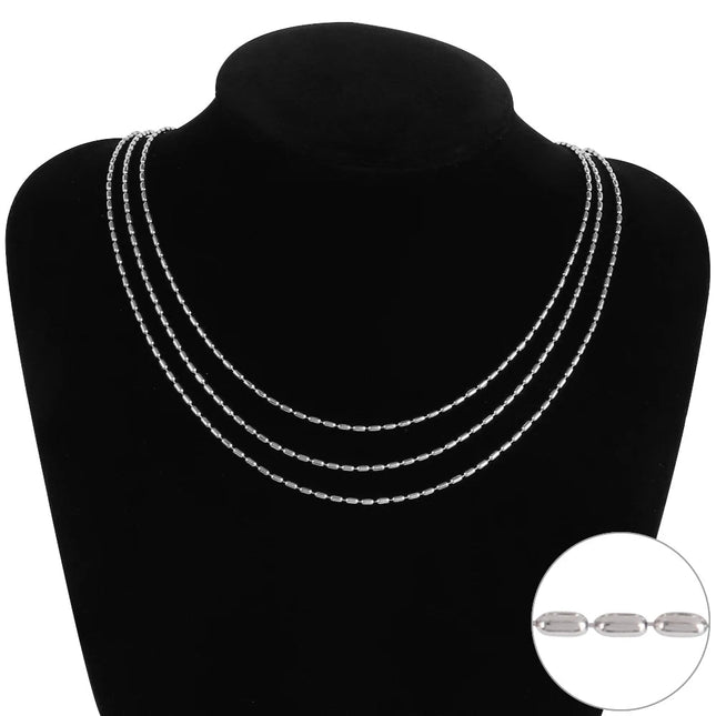 316 Stainless Steel Necklaces For Women Necklace Long Beads Chain Necklace Choker Necklace Bead Necklace Fashion Jewelry Gift PlatiNum