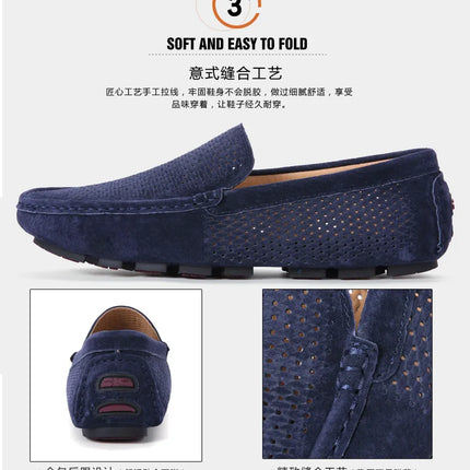 Mocassini da Uomo in Pelle Scamosciata Traspiranti Estivi, Scarpe da Guida di Lusso, Nuove Calzature Casual da Uomo