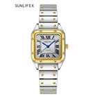 Orologi da donna quadrati Orologio da donna al quarzo Orologio da polso femminile Cinturino in bambù in acciaio inossidabile Orologio da donna casual Orologio Relogio Feminino platinumshop