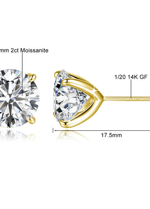 Orecchini a bottone in moissanite a 4 punte in oro massiccio 14 carati per le donne Orecchini a bottone con diamanti da sposa Gioielleria raffinata Regalo di compleanno platinumshop