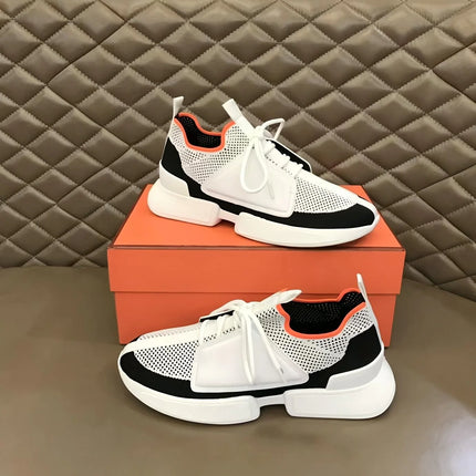 Black White Color Block Mesh Sneakers Unisex for Men Women