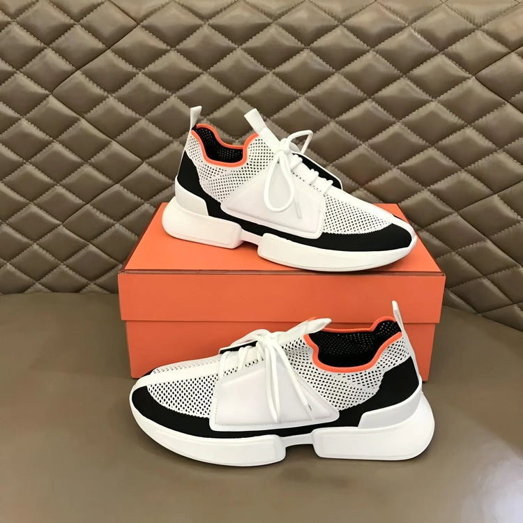 Black White Color Block Mesh Sneakers Unisex for Men Women