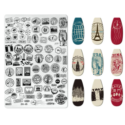 Flowers Love Nail Stamping Newspaper Splice Theme Irregular Stamping Plates Letter Nail Art Printing Stencil Tool Big Size Tools