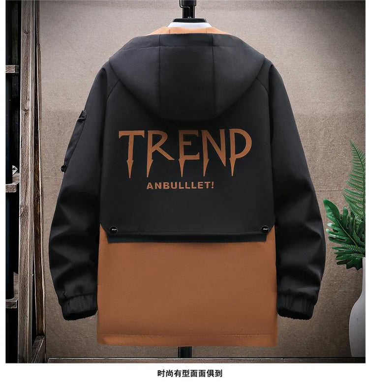 Windbreaker Regular Zipper Jacket 2023 Spring Men's Hooded Trend Printed Jacket Hip Hop Top Men's Low Price