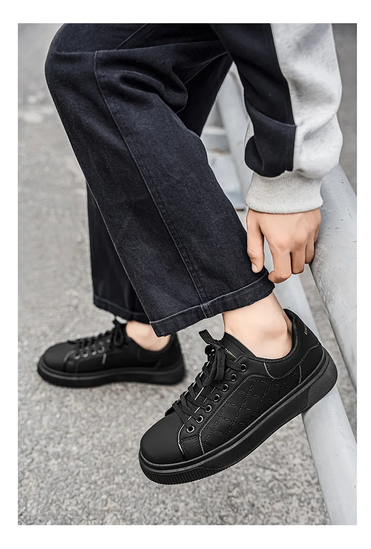 Fashion Concise Solid Flats 2026 Spring New Arrivals Men Casual Sport Shoes Increase Height Comfortable Platform Sneakers