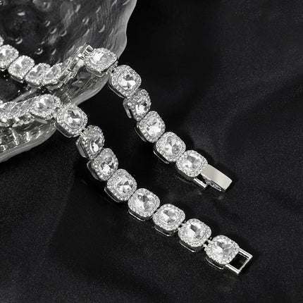 2024 NEW Men Women Hip Hop tennis Chain Necklace 13mm Square CZ Stone Iced Out Bling Cuban Chains Necklace Fashion Charm Jewelry PlatiNum