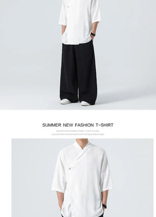 Camicie Estive 2026 da Uomo, Stile Cinese Retrò Tradizionale in Lino Traspirante, Abbigliamento Maschile per Kung Fu e Tai Chi, Bluse Casual Stile Tang