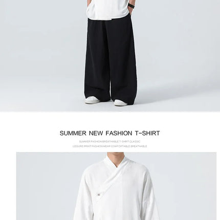 Camicie Estive 2026 da Uomo, Stile Cinese Retrò Tradizionale in Lino Traspirante, Abbigliamento Maschile per Kung Fu e Tai Chi, Bluse Casual Stile Tang