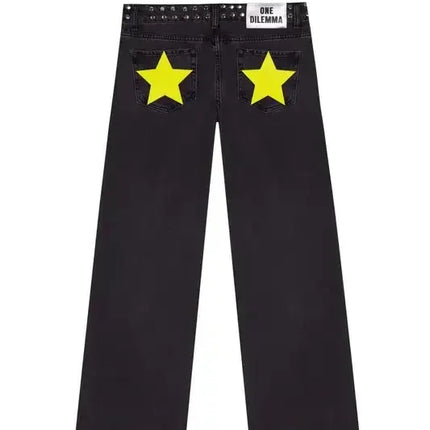 Y2k One Dilemma Pantaloni in denim Stampa leopardata Stella Jeans a gamba larga Streetwear Jeans larghi a vita alta Harajuku Abbigliamento donna gotico