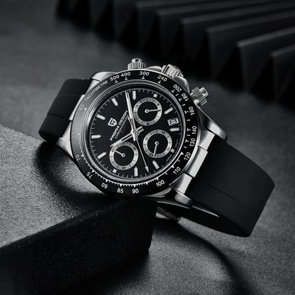 PAGANI DESIGN Nuovo Orologio da Polso al Quarzo da Uomo con Quadrante in Meteorite, Vetro Zaffiro, Cronografo, Impermeabile 100m, in Acciaio Inossidabile