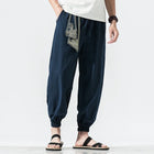 Men's cotton and linen kimono Japanese samurai costume Ukiyo-e print belt retro harem pants men's wide leg pants Hip Hop Harajuku Haori