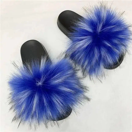 Fluffy Slippers for Women Soft Faux Fur Women's Summer Slippers Stylish Open Toe Sandals Comfy Fuzzy Indoor Outdoor Beach Shoes