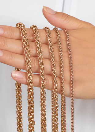 3mm/4mm/5mm/6mm/7mm Rose Gold Color Stainless Steel Wheat Braided Necklace Link Classic Curb Chain for Men Women Jewelry PlatiNum