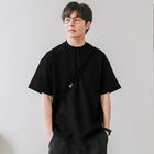 Small Neck T-shirts Men 350gsm Cotton Solid Color Male Short-sleeved T-shirt Spring Summer Loose Bottoming Shirt Casual T Shirts PlatiNum