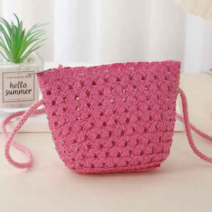 Fashionable Shell-Shaped Straw Bag, Handmade, Summer Beach Bag, Shoulder Bags for Children